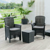 Black Garden Rattan Furniture Set With Storage Table 2 Armchairs Cushion Set NEW