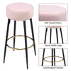 Round Velvet Breakfast Bar Stools 2pcs Pink Padded Counter High Dining Chairs UK