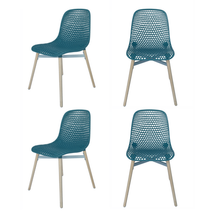 Set of 4 Dining Chairs Wooden Legs Tulip Plastic Chairs Set Kitchen Home Office