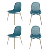 Set of 4 Dining Chairs Wooden Legs Tulip Plastic Chairs Set Kitchen Home Office