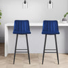 2x Dining Room Kitchen Bar Chairs High Stools Velvet Grey Blue Breakfast 67cm