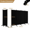 Rolling 4-Panel Room Divider 172cm Folding Privacy Screen Portable Wall Divider