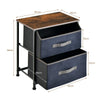 2-Drawer Nightstand Industrial Chest of Drawers Side End Table w/ Fabric Bins