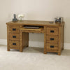 Rustic Oak Double Pedestal Dressing Table Mirror and Stool Set- RS20-RS29-RS34
