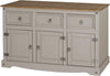 Corona Sideboard Grey Wax 3 Door 3 Drawer Solid Pine Dining Furniture®