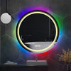 Round Bathroom Mirror with RGB Backlit Stepless Colors Adjustable Circle Beauty