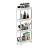4-Tier Storage Trolley Slim Storage Shelf with Wheels Kitchen Bathroom White