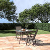 2/4/6 Seater Outdoor Garden Patio Brown Furniture Set Glass Table+Folding Chairs