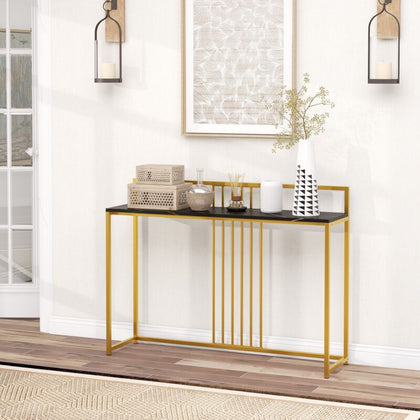 Modern 122cm Console Table Faux Marble Top Entryway Table Narrow Sofa Side Table