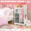 Children Armoire Dresser Kids Wooden Hanging Dress Up Wardrobe with Mirror