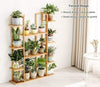 Bamboo 9 Tier 17 Potted Plant Stand Rack Plant Saucers Flower Store Exhibition