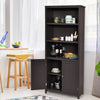 Wooden Tall Bookcase 3-Tier Shelving Storage Cabinet 2 Doors Display Organizer