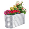 Outdoor Metal Raised Garden Bed Oval Elevated Flower Herbs Planter Growing Box
