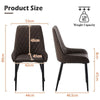 2x Brown Dining Chairs Faux Leather High Back Diamond Design Chairs Modern