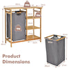 Bamboo Laundry Hamper Stand 3-tier Laundry Organizer with Removable Sliding Bag
