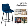 2x Velvet Blue Bar Stool Kitchen Counter Breakfast Chair Pub Restaurant Cafe