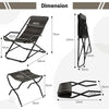 Outdoor Portable Beach Chair Patio PE Wicker Rocking Chair w/ Ottoman & Armrests