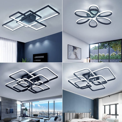 LED Ceiling Light Modern Chandelier Lamp Black Frame Living Room Bedroom Pendant