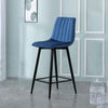 2x Bar Stools Blue Velvet Padded 65 cm/ 75 cm seat Breakfast bar stool Kitchen