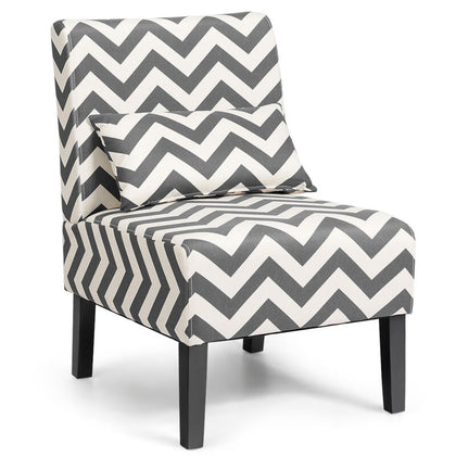 Linen Fabric Accent Chair Upholstered Leisure Tub Chair with Solid Wood Legs