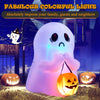 4 FT Halloween Inflatable Colorful Dimming Ghost Holding Pumpkin Blow-up Ghost