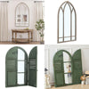 Garden Arched Mirror Gothic Rustic Wood/Metal Frame Wall Mount Outdoor Home Deco