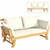 Outdoor Daybed Patio Convertible Couch Sofa Bed Wood Folding Chaise Lounge Bench