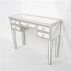 5 Drawers Glass Dressing Table Mirrored Bedroom Make-Up Console Vanity Table UK
