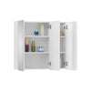 White Bathroom Cabinet 6-Tier Shelf Inside Mirrored Wall Mounted Cupboard 3 Door