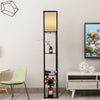 Modern Floor Lamp Standing Light w Wooden Storage Shelf Fabric Shade 220V