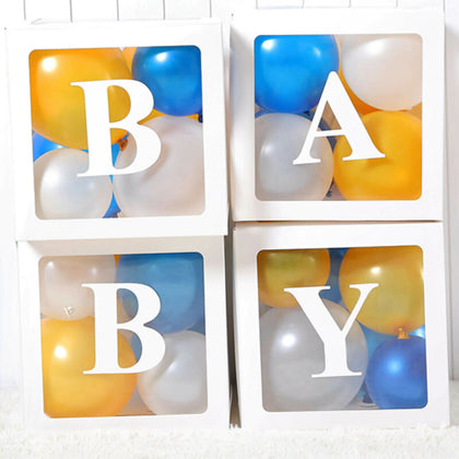 4pcs Baby Box Decoration Transparent Cardboard Gift Balloon Boxes Girl Boy Party