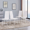 4pcs White High Back Faux Leather Dining Chairs Footrest Bar Kitchen Dining Room