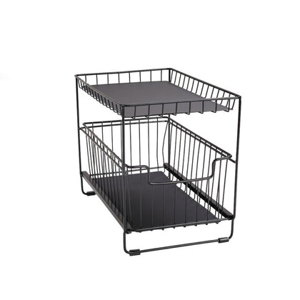 Kitchen Rack Under Sink Cupboard Organiser Storage Slim Tidy Shelf Baskets Metal