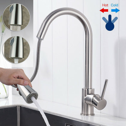 Modern Kitchen Sink Mixer Taps Pull Out Single Lever Chrome Brass Spray Mono Tap