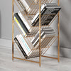 Stylish Golden Metal Bookcase Book Storage Display Rack Wire Organizer Bookshelf