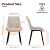 Set of 2 Dining Chairs Velvet Padded Seat Metal Leg Kitchen Chairs Multicolor