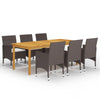 7 Piece Garden Dining Set with Cushions Brown P3M9