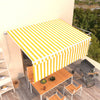 Manual Retractable Awning with Blind 4x3m Yellow&White C7R3