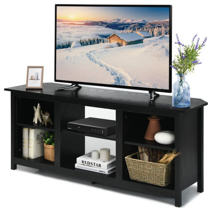 TV Stand for TVs up to 65 Inches Wooden Modern TV Console Table W/6 Open Storage
