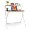 2-Tier Folding Table Modern Computer Desk Space-Saving Writing Workstation