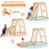 6 in 1 Wooden Climber Playset Double-sided Ramp Monkey Bars Climbing Net Ladder