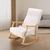 Solid Wood Frame Rocking Chairs Shell Back Rocker Sofa Cashmere Cushion Armchair
