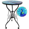 Iron/Glass Round Side Coffee Table Mosaic Design Garden Patio Flower Plant Stand