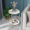 Real Marble Side End Table Golden Frame Nightstand Storage for Artworks Bonsai