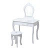 Girls Dressing Table Set with Mirror & Stool Kids Vanity Makeup Table w/ Drawer