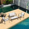 4 Pcs Garden Furniture Set Table &Chairs Patio Balcony Outdoor Indoor Glass Mesh