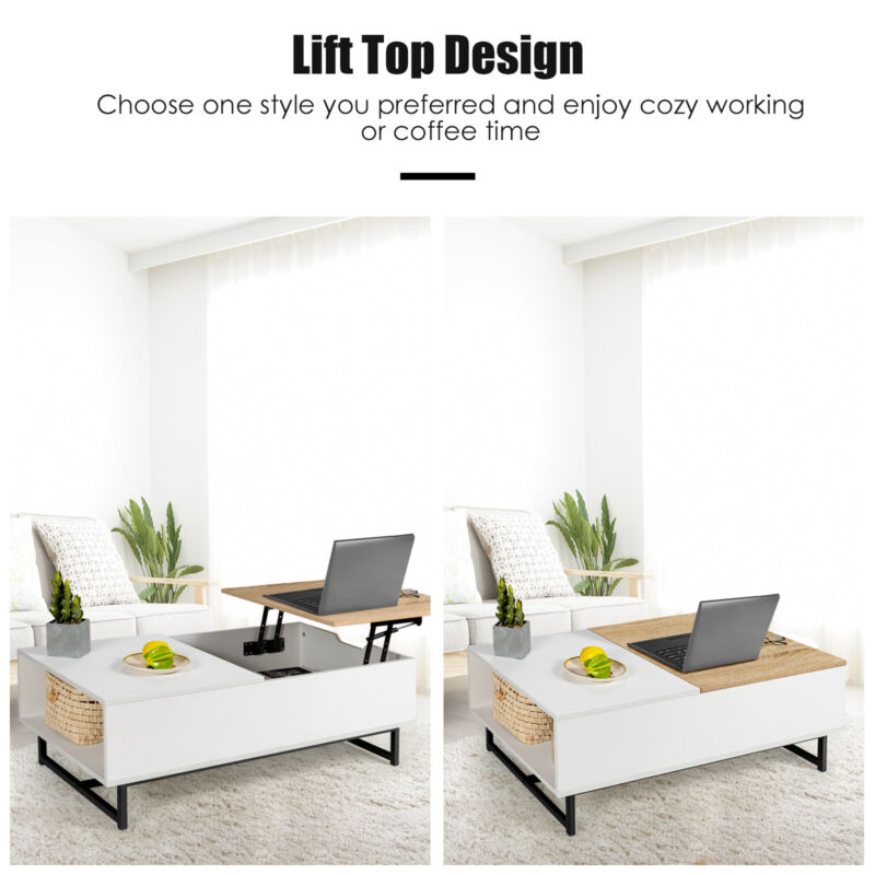Wooden Lift Top Coffee Table Convertable Storage Desk Laptop Table Wor ...