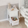 Set of 2 Bedside Table Bedroom 2-Tiers Storage Cabinet Drawer and Basket Wooden