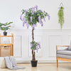 1.6M Potted Purple Wisteria Flower Artificial Tree Fake Blossom Plant Home Décor