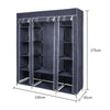 Mondeer Canvas Wardrobe Storage Organiser Fabric with Rail & Shelves Grey/Black